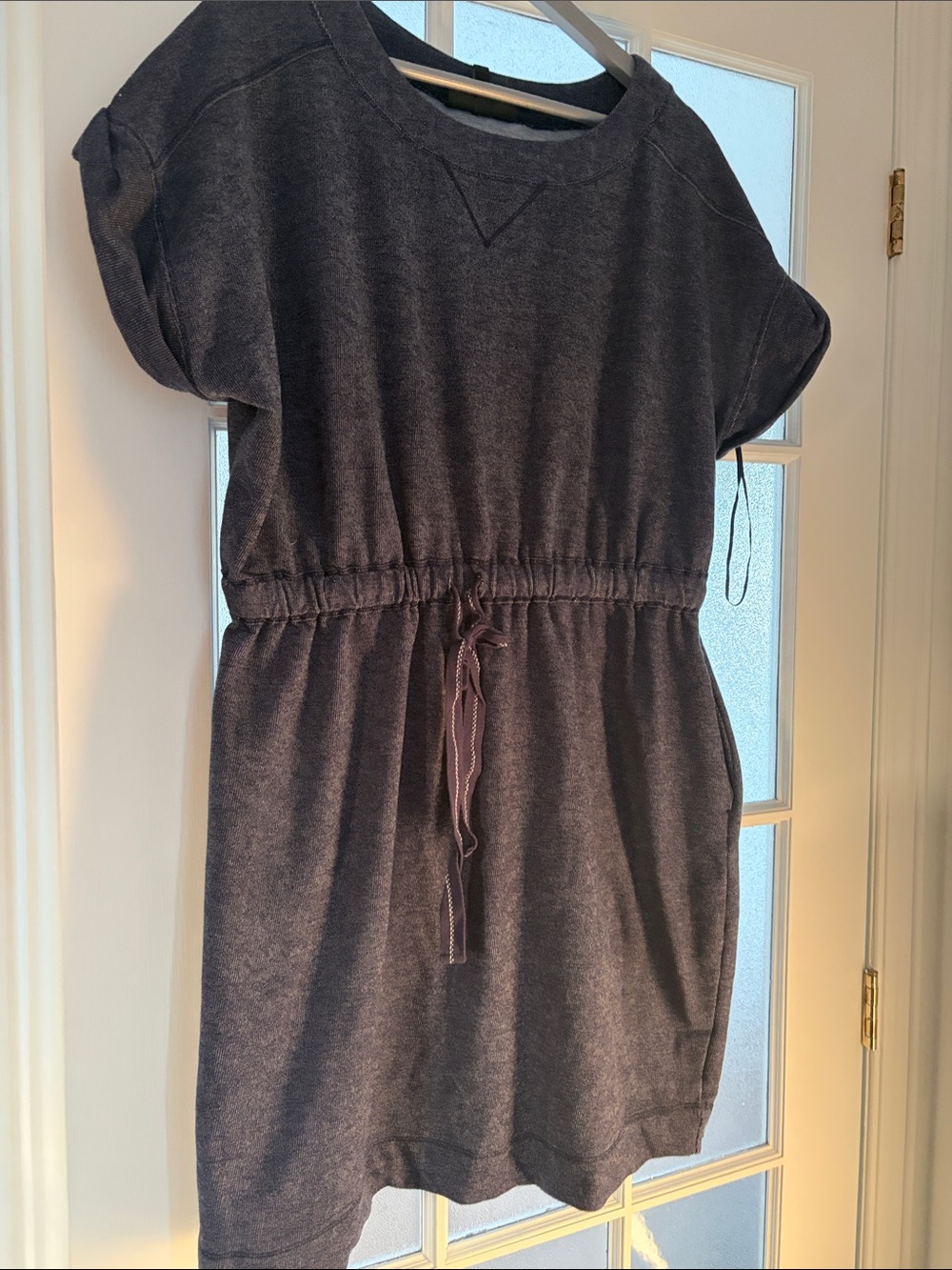 Lane Bryant Charcoal Drawstring Waist Short Sleeve Dress